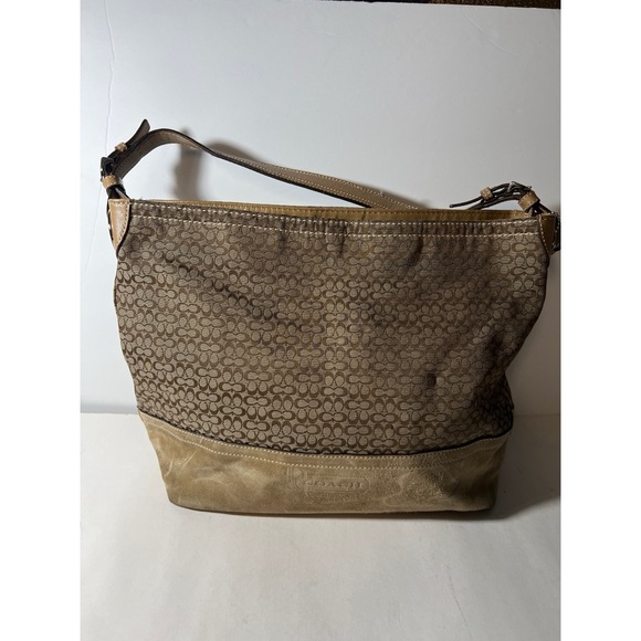 Coach Beige Signature Shoulder Bag - Picture 1 of 9